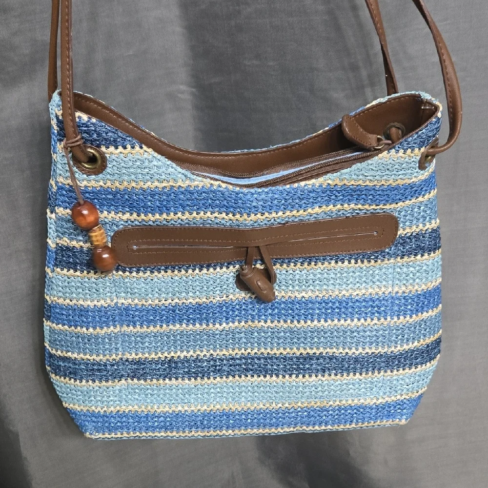 Relativity Blue and Brown Striped Shoulder Bag - Picture 13 of 13
